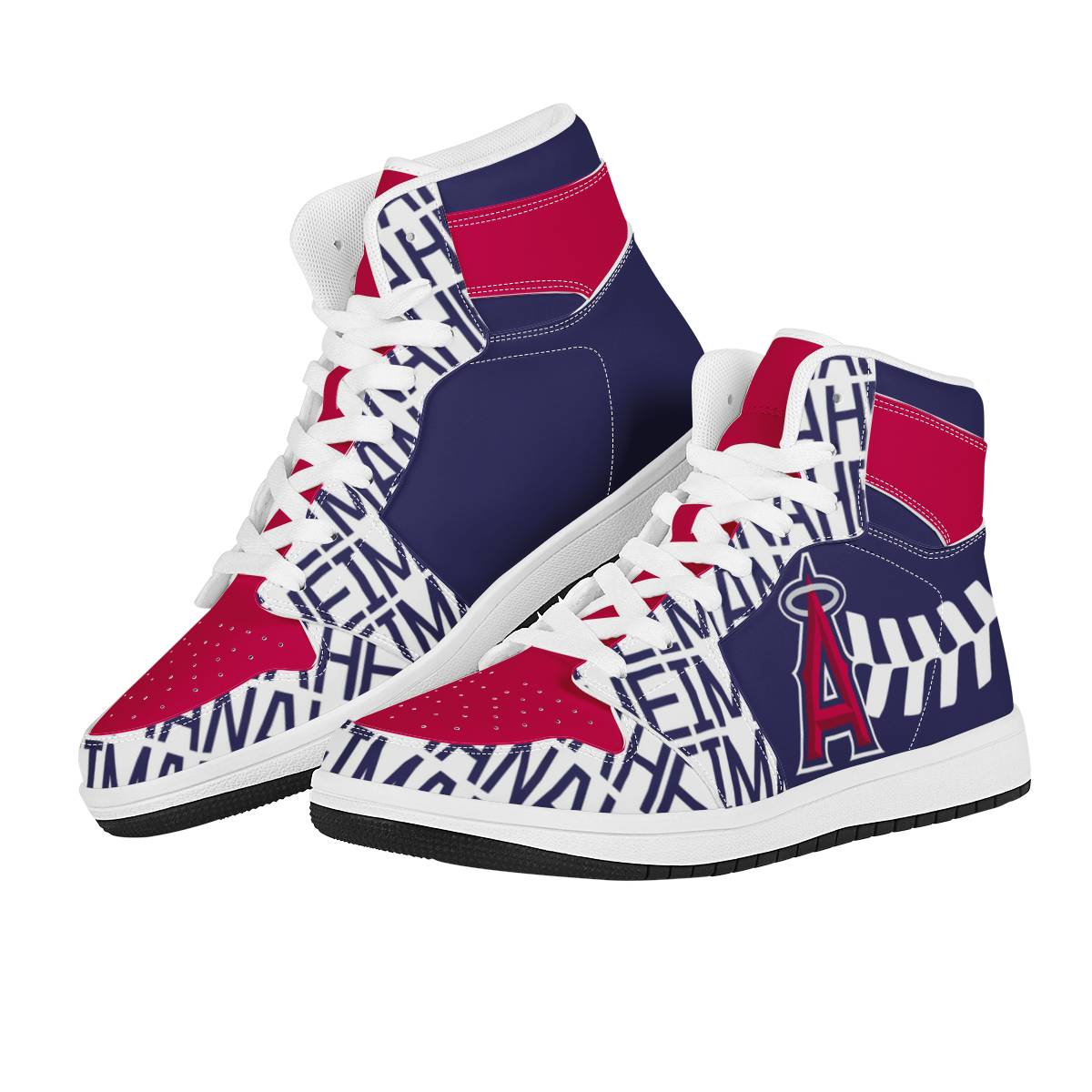 Women's Los Angeles Angels High Top Leather AJ1 Sneakers 003